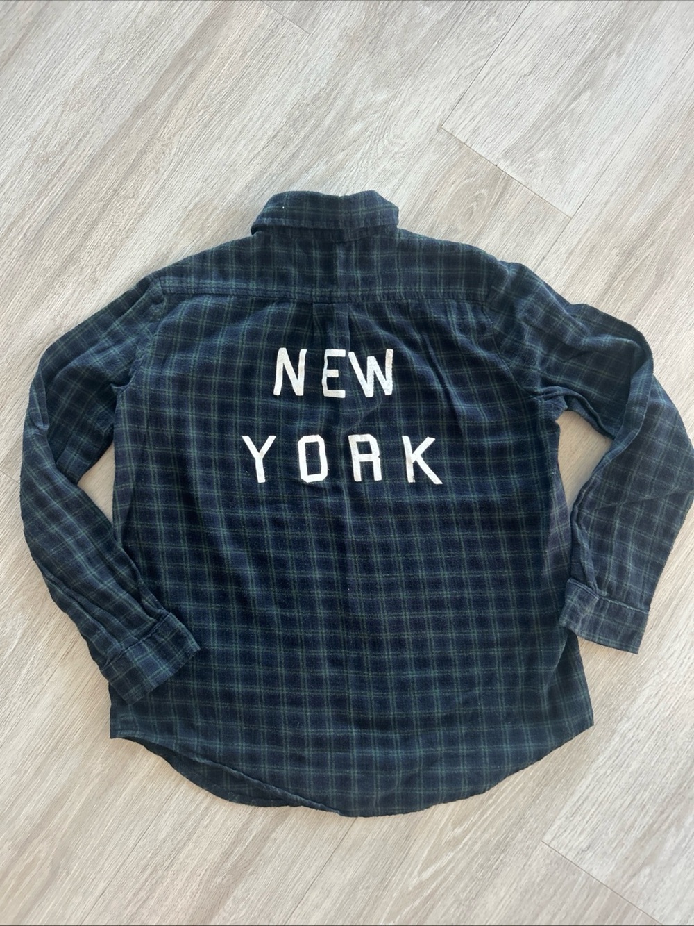 Brandy Melville Y2K plaid button down New York graphic OS